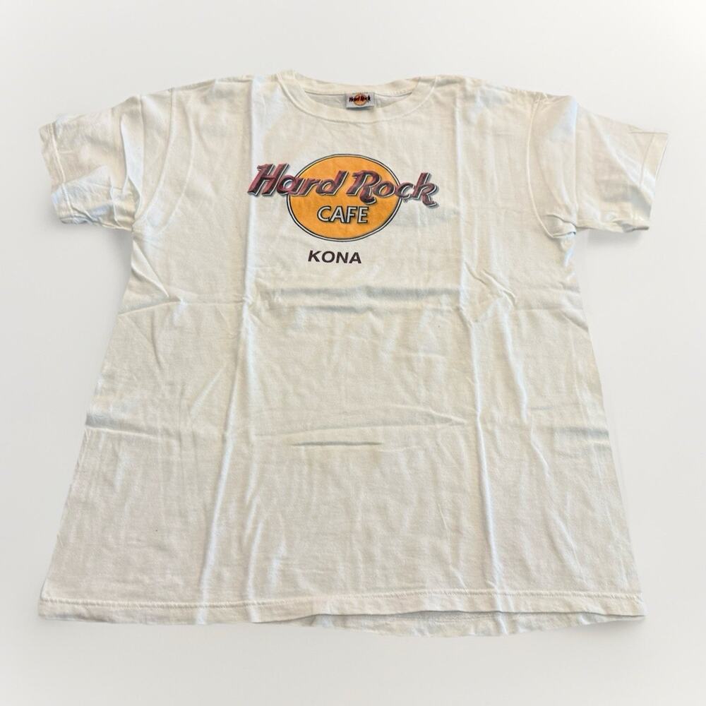 Vintage 90s Hard Rock Cafe Kona Mens White Authentic Heavy T-Shirt Size L USA